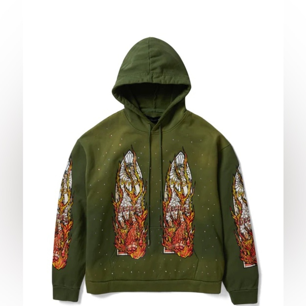 Who Decides War Green Flame Hoodie